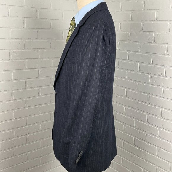 Aquascutum Blazer Men 40 Blue Pinstripe Classic Wool Jacobson's Jacket USA VTG - Picture 3 of 16